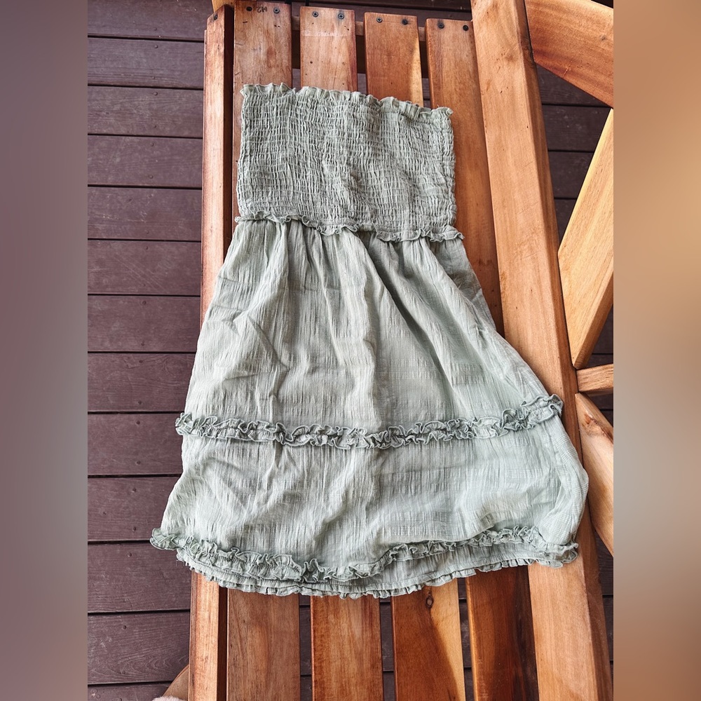 Small Mint Green Pink Lily Strapless Sundress